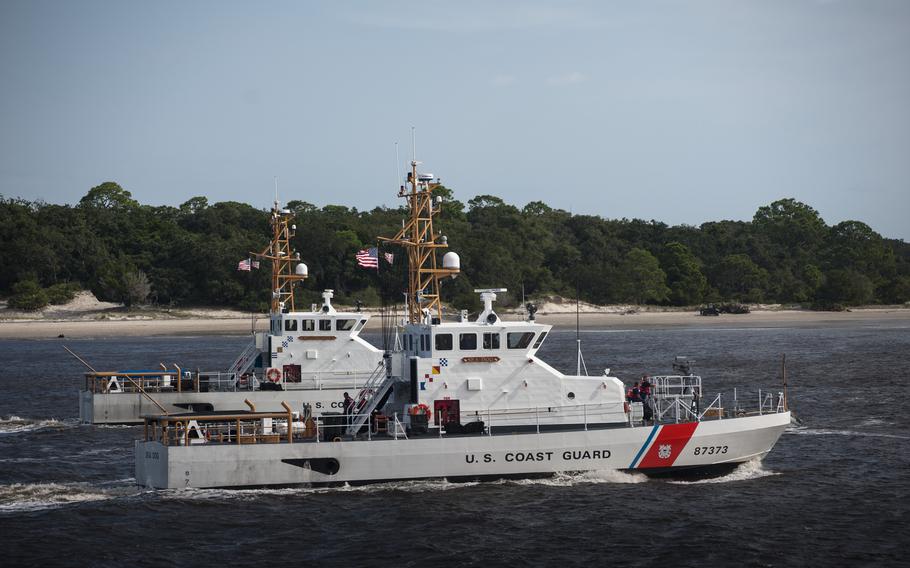 U.S. Coast Guard Cutters Sea Dog (front) and Sea Dragon of Maritime Force Protection Unit Kings Bay support exercise Resolute Guardian, Sept. 25, 2012, near Naval Submarine Base Kings Bay, Ga. 