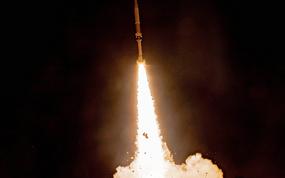 A Black Dagger Zombie missile target, designed to fly a ballistic flight path and demonstrate defensive protection, launches from Fort Wingate, N.M., Nov. 2, 2024. The Army is launching a new space operations specialty for enlisted troops, the service announced May 2, 2025.