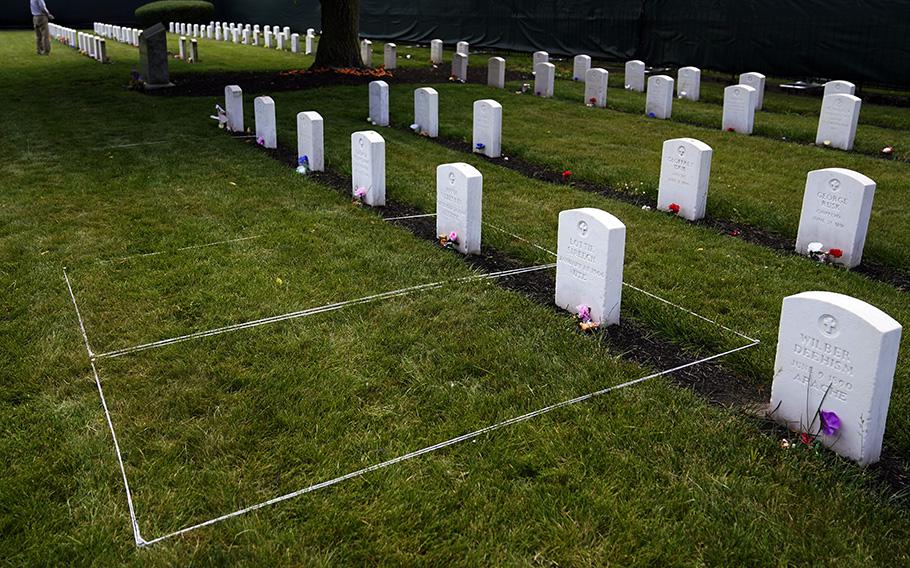 Headstones are seen at the cemetery of the U.S. Army’s Carlisle Barracks, Friday, June 10, 2022, in Carlisle, Pa. 