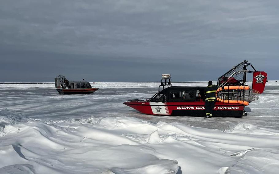 The ice broke away from the shoreline, carrying dozens out over the frigid bay waters, according to the Brown County Sheriff’s Office.