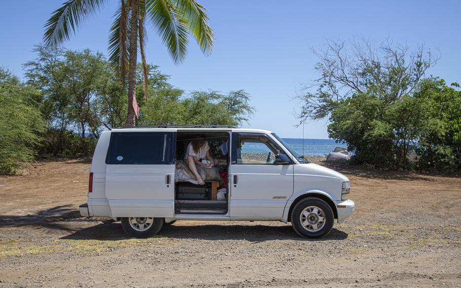 Reporter Natalie Compton tests out the van life in Maui. 