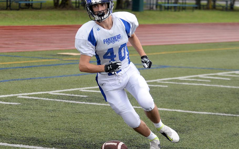 Senior Tate Rannow, a former cross country runner, will try his hand at running back for Yokota.