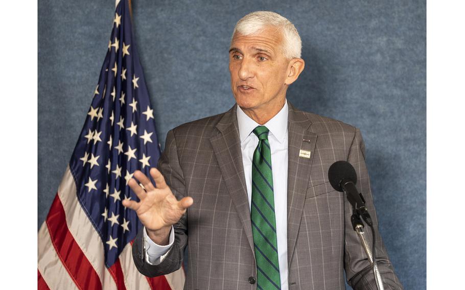 Retired Army Lt. Gen. Mark P. Hertling, chairman of the American Battle Monuments Commission, speaks at a news conference on Wednesday, Dec. 14, 2022, at the National Press Club in Washington, D.C.