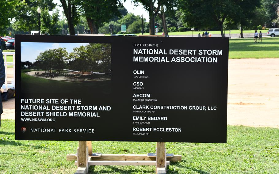 The official sign for the site of the National Desert Storm and Desert Shield Memorial.
