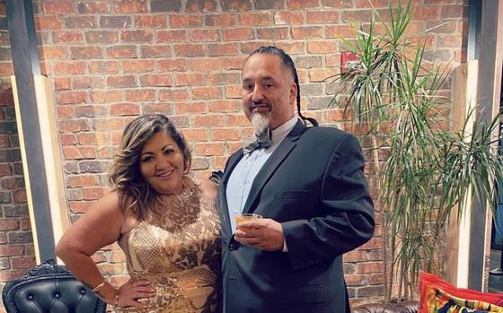Army veteran Richard Fierro is shown with his wife in this undated picture. Fierro was one of two men who rushed to confront and subdue the gunman at the Club Q shooting in Colorado Springs on Saturday, November 19, 2022. 
