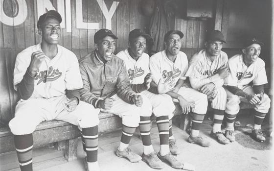 Newark Eagles players in the dugout in 1936. MUST CREDIT: Courtesy of Magnolia Pictures