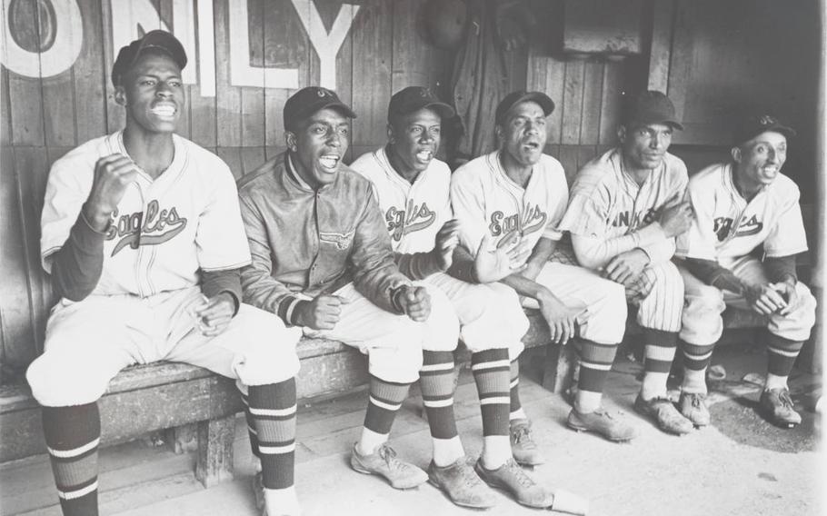 Newark Eagles players in the dugout in 1936. Baseball’s Negro Leagues are the focus of Sam Pollard’s new documentary “The League.”