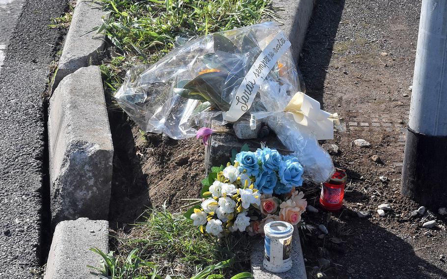 Flowers and candles have been laid at the site of a fatal accident that happened early Sunday morning at a roundabout in the Italian town of Sant' Antonio. A car driven by an American airman assigned to Aviano Air Base left the road and killed an Italian teenager walking in the bike lane, according to Italian media reports.

Kent Harris/Stars and Stripes