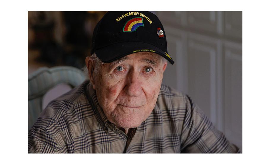 World War II veteran and liberator Hilbert “Hibby” Margol is seen at his home in Dunwoody, Ga., on Wednesday, Jan. 17, 2024. 