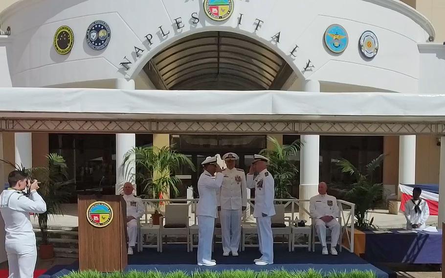 Capt. John Randazzo relieved Capt. James Stewart of command of Naval Support Activity Naples in a ceremony July 7, 2023, at the installation in Italy.