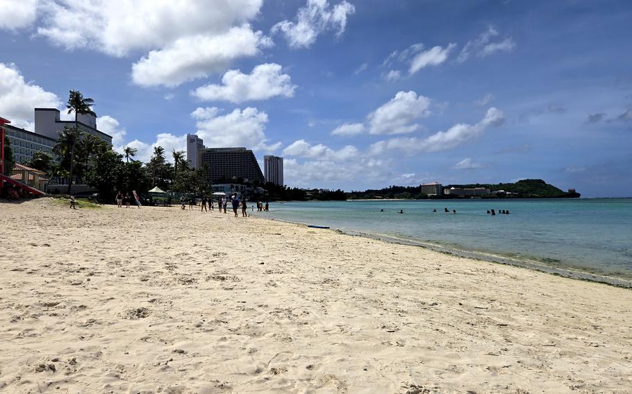 Matapang Beach Park offers white sand and clear waters in central Tumon Bay, Guam.