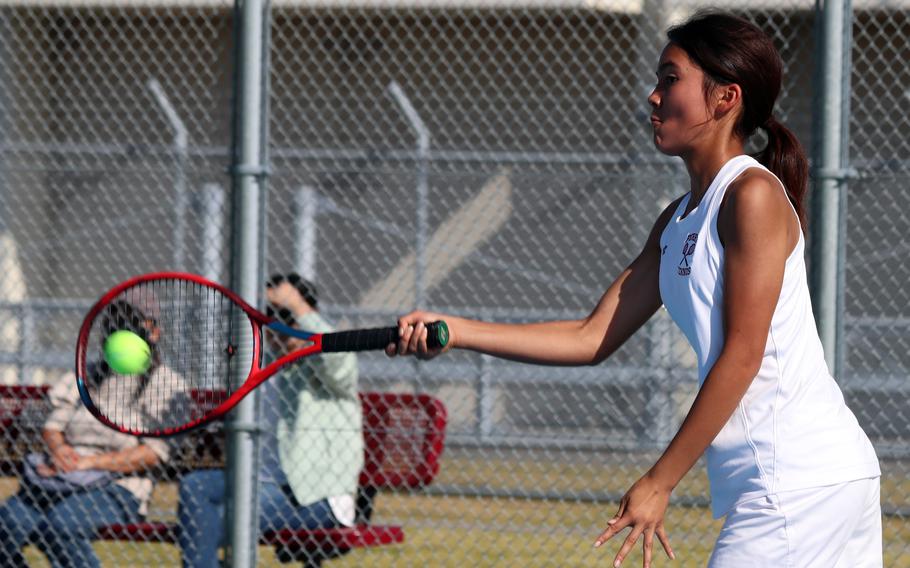 Matthew C. Perry's Nina Altig fashioned one of the big upsets of the girls singles bracket in the All-Japan DODEA Tennis Tournament, beating former Okinawa district singles champion Christine Ryan 8-6 in the quarterfinals.