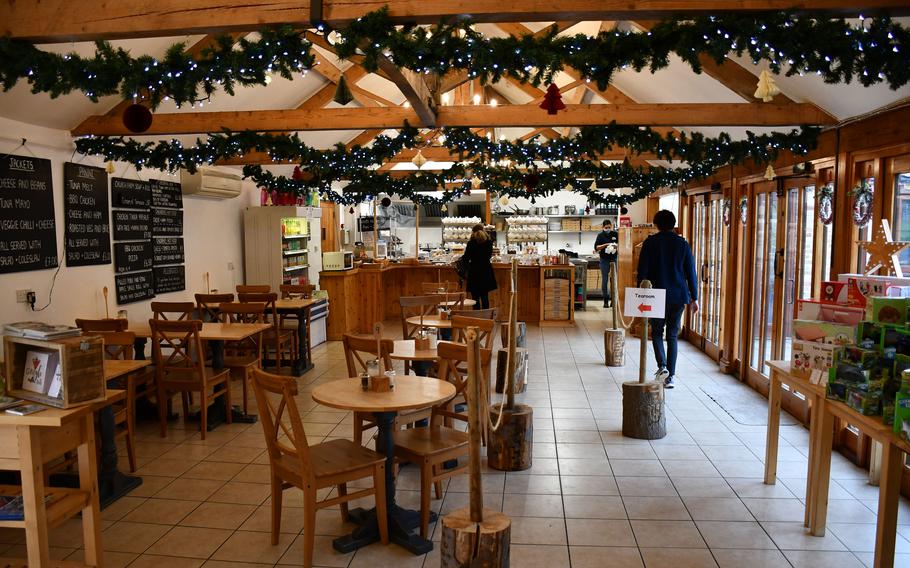 Visitors to Church Farm Rare Breed Centre in Stow Bardolph, England, visit the restaurant on Nov. 5, 2021. The restaurant serves snacks, tea and full lunches.