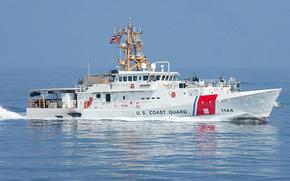 The U.S. Coast Guard fast-response cutter Glen Harris sails in the Arabian Gulf in October 2023.