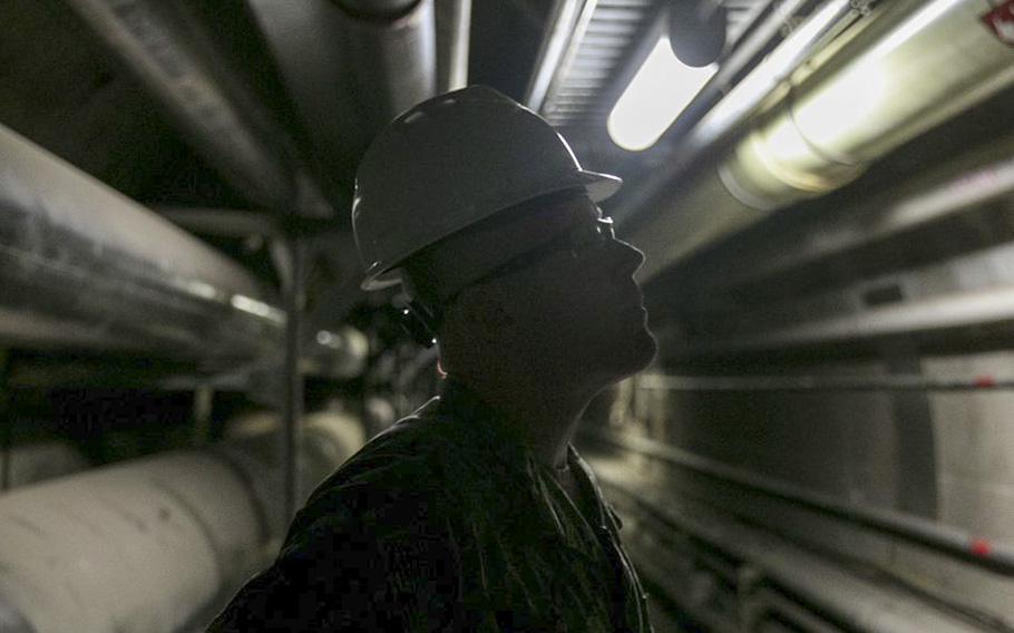 U.S. Navy Rear Adm. John Wade, the commander of Joint Task Force-Red Hill, tours the Red Hill Bulk Fuel Storage Facility in Halawa, Hawaii, on Sept. 20, 2022. 