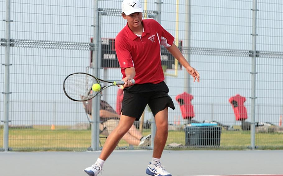 Aaden Otteson hits the ball.