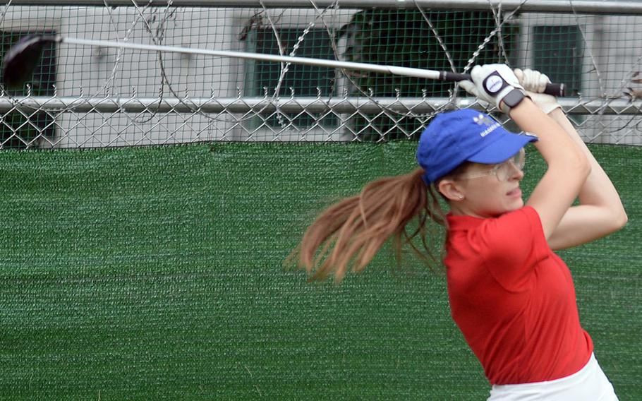 Sophomore golfer Ava Sims is one of three Sims siblings playing sports for Daegu.