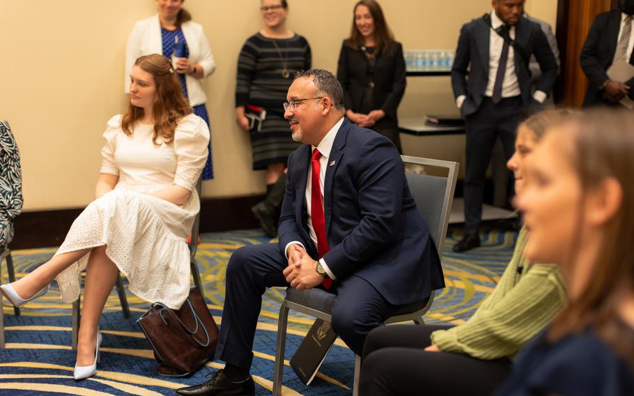 Education Secretary Miguel Cardona attended the National Military Family Association’s State of the Military Family conference this month in Washington.