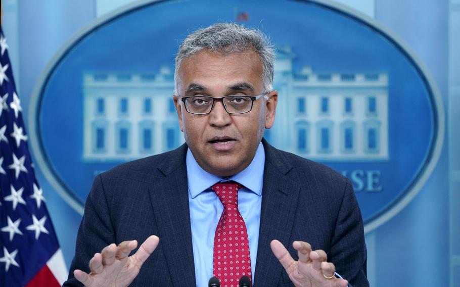 White House COVID-19 Response Coordinator Dr. Ashish Jha speaks during the daily briefing at the White House in Washington, April 26, 2022. 