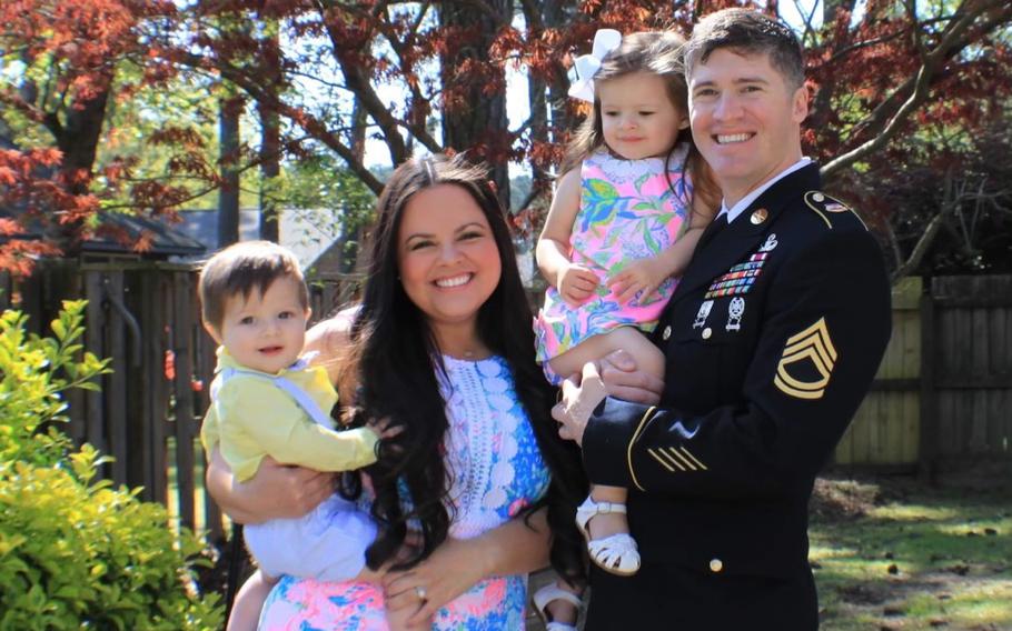 Sgt. 1st Class Robert Nicoson, shown in an undated family photo, was acquitted recently of all court-martial charges related to a firefight in Syria with Syrian government forces in 2020.