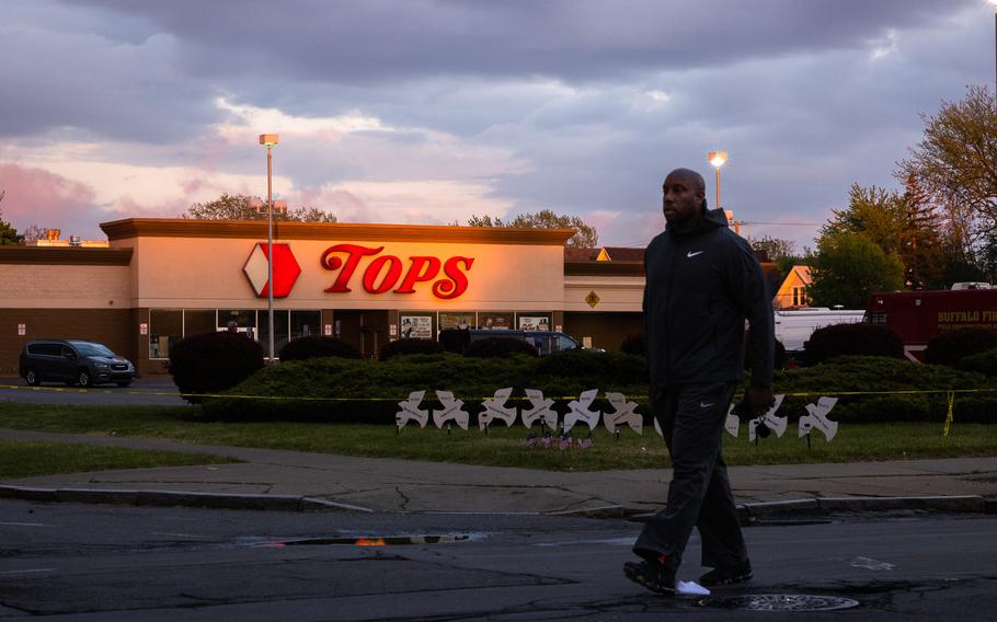 The Tops grocery store in Buffalo where 10 people were killed earlier this month. 