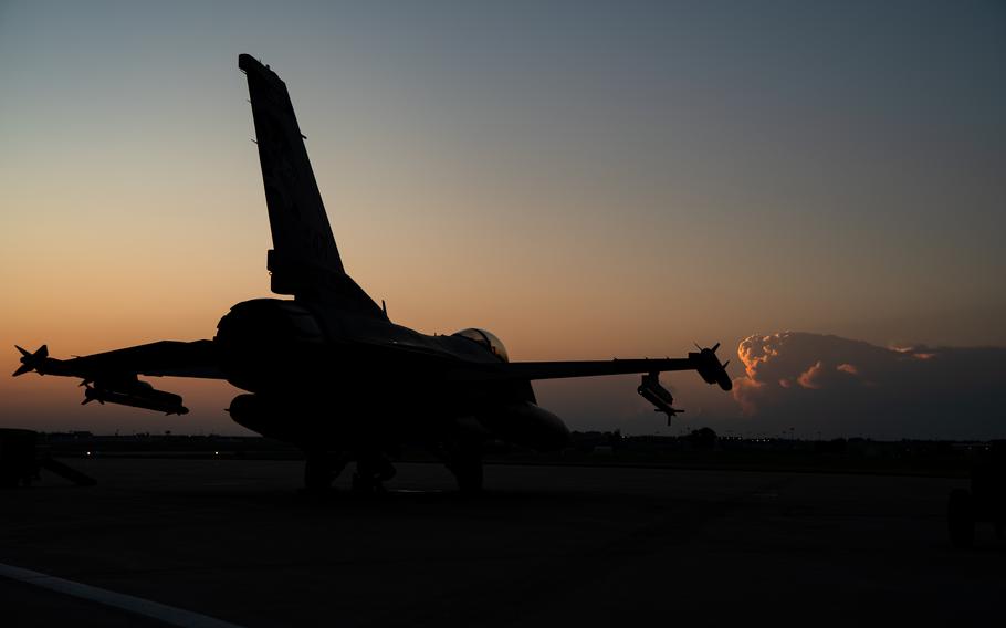An aircraft prepares to takeoff.