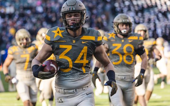 Army linebacker Andre Carter, shown at the Army-Navy game on Dec. 10 in Philadelphia, is projected to be a first-round NFL draft pick.
