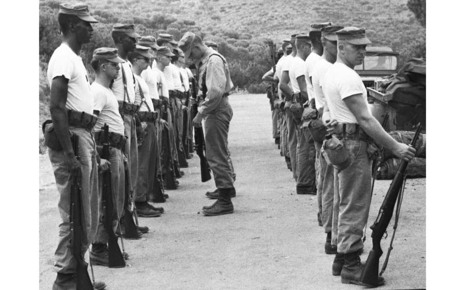 It’s inspection time for Americans serving in Lebanon during Operation Blue Bat. Over 5,000 Marines took part in the operation, which was launched to back the Lebanese Chamoun government.