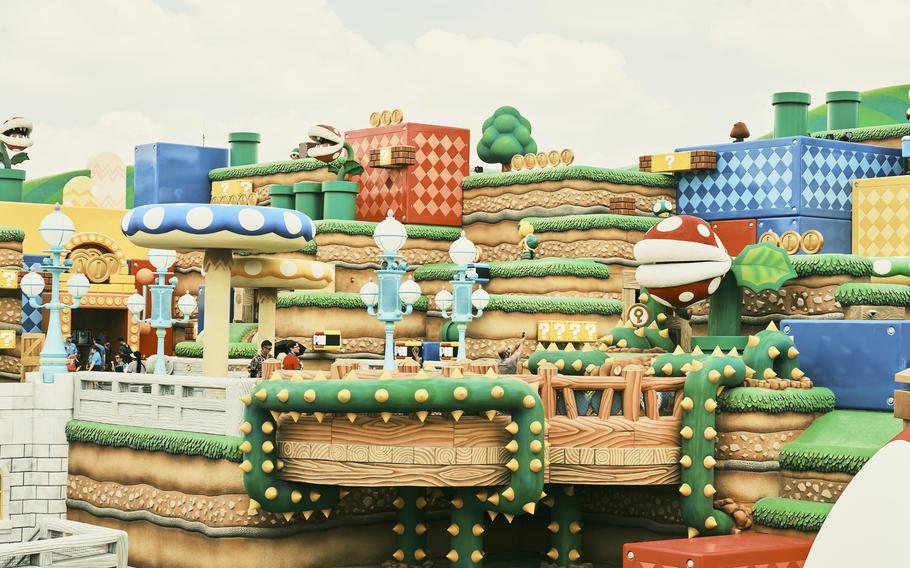 The “overworld” of Super Nintendo World. 