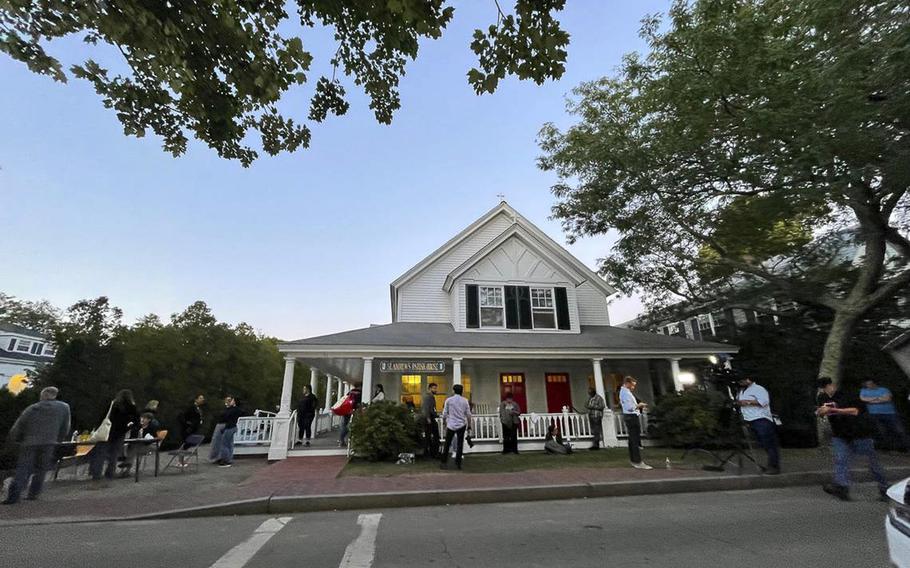 Migrants flown by the state of Florida on Sept. 15, 2022 to Martha’s Vineyard were taken in at St. Andrew’s Episcopal Church in Edgartown, Massachusetts, seen here the following day.