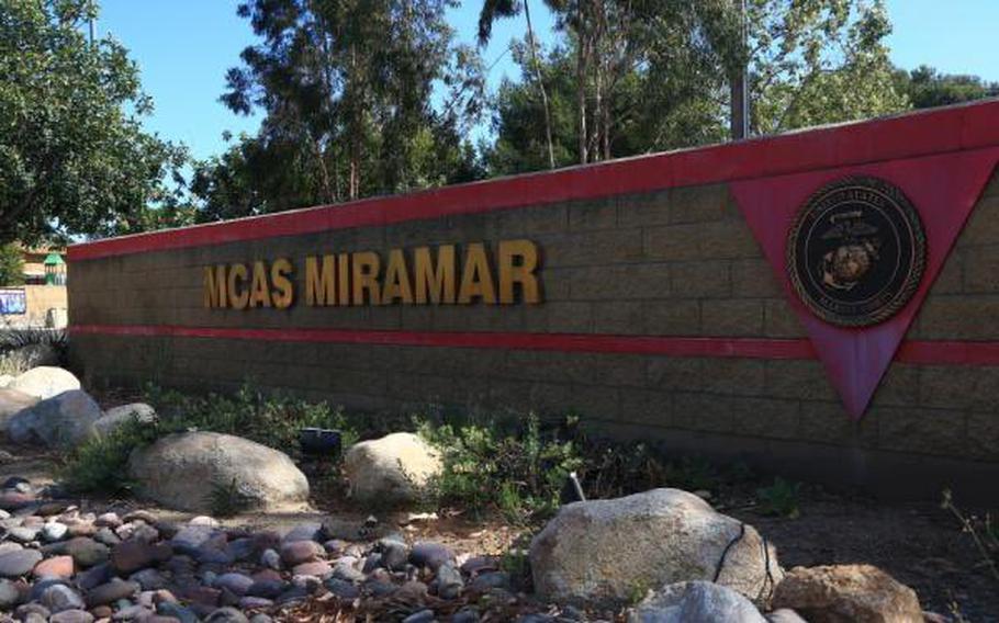 San Diego police shut down a stretch of Pomerado Road near Marine Corps Air Station Miramar on Wednesday after a driver pulled up to the base and falsely claimed a bomb was in the vehicle, officials said.