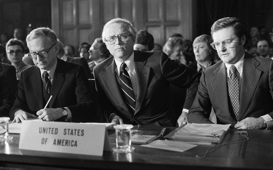 Benjamin Civiletti serving as part of the United States delegation during a hearing in the Hague, the Netherlands, on December 10, 1979. Civiletti, who as attorney general advised President Jimmy Carter while the White House struggled over the hostage-taking of 52 Americans after the seizure of the U.S. Embassy in Tehran in 1979, died Oct. 16 at his home.