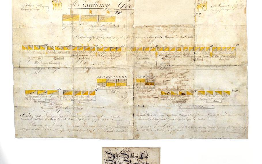 This recently restored Revolutionary War battle plan document by Major Moses Ashley of Westfield has been acquired by Historic Deerfield.