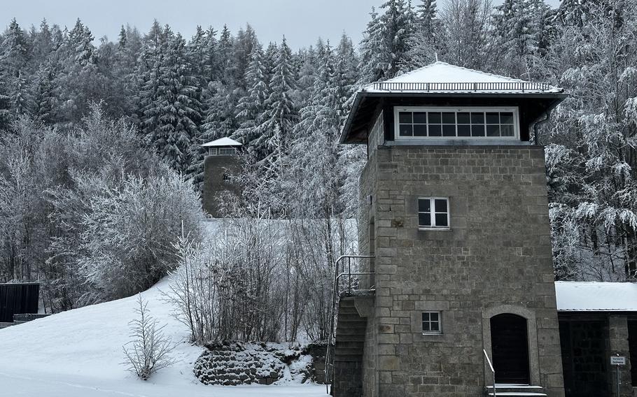 A watchtower remains at the Flossenbuerg concentration camp, where 30,000 people died at Nazi hands during World War II.