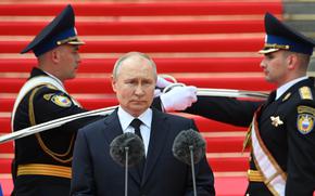 Russian President Vladimir Putin addresses members of the Defense Ministry, the National Guard, the Interior Ministry, the Federal Security Service and the Federal Guard Service at the Kremlin, in Moscow on June 27, 2023.