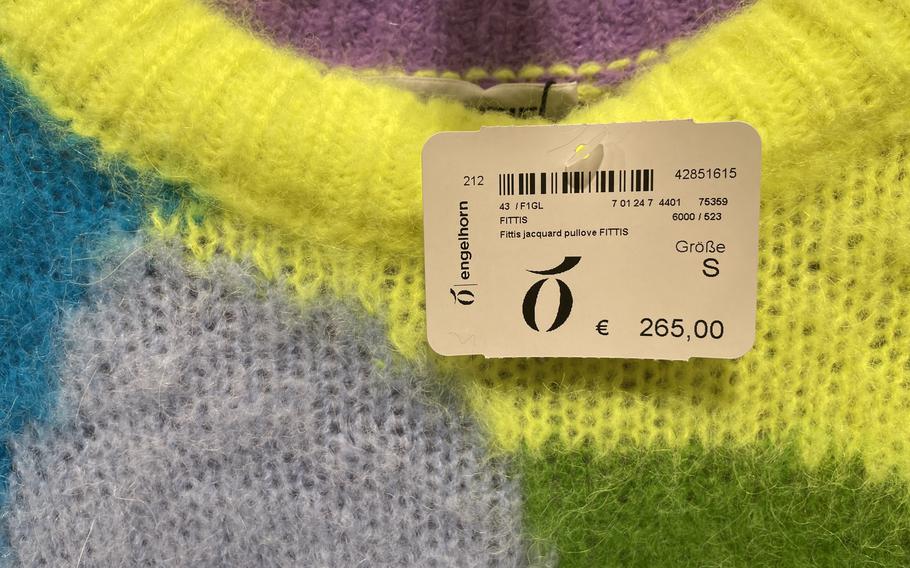 Clothing at Engelhorn, an upscale department store in Mannheim, Germany, can cost a pretty penny -or, in this case, euro.