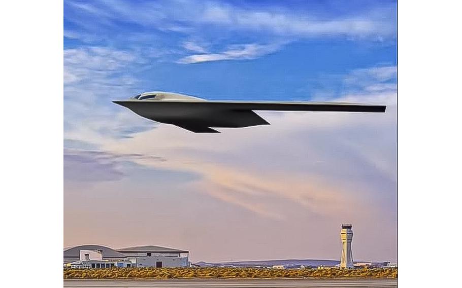 A screen grab from a DOD video posted in November 2022, shows a B-21 Raider.