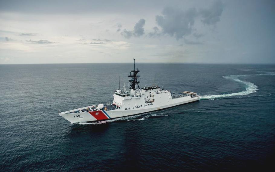 The Coast Guard cutter Munro, shown here in October 2016, arrived Sunday in the Western Pacific for a deployment with the U.S. Navy's 7th Fleet.  