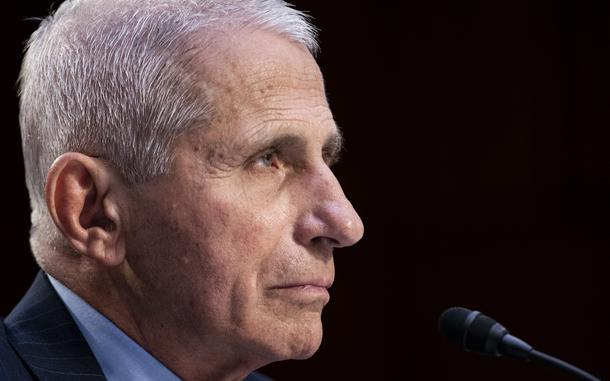 Anthony S. Fauci, who was then director of the National Institute of Allergy and Infectious Diseases, testifies before the Senate health committee in 2022 about mpox. MUST CREDIT: Sarah Silbiger for The Washington Post