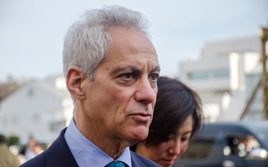 U.S. Ambassador to Japan Rahm Emanuel visits Yokosuka Naval Base, Japan, on Jan. 19, 2024.