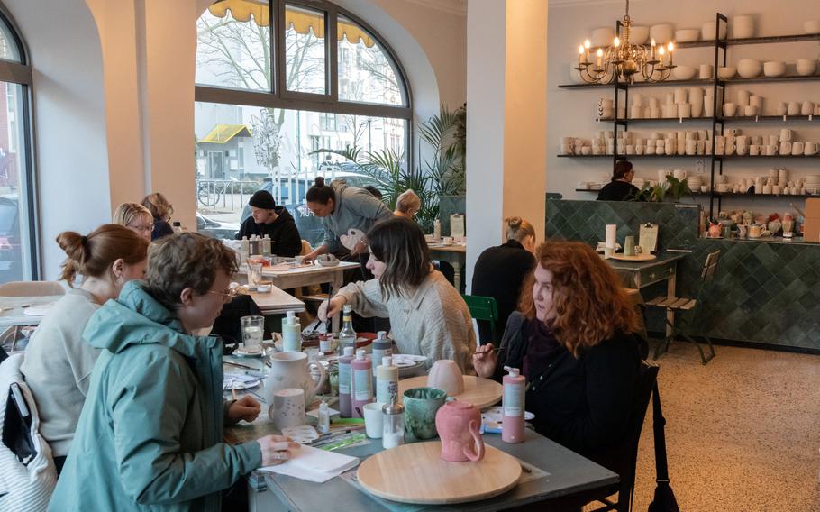 Customers work on their creations at Kaiserslautern’s Lauter Atelier, Feb. 27, 2024.