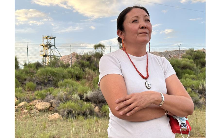 Sarana Riggs with a Geiger counter at the Pinyon Plain uranium mine near the Grand Canyon. 