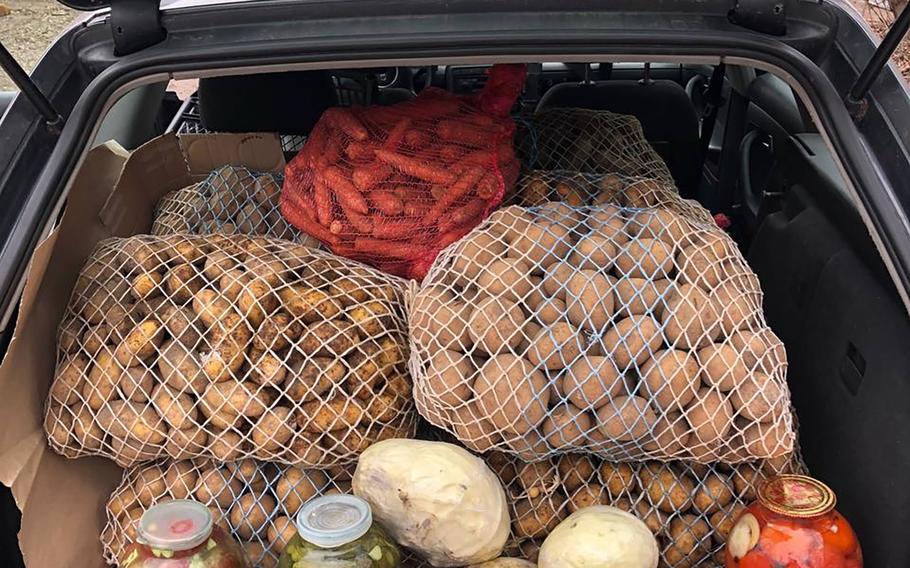 Provisions in the back of a volunteer’s car.