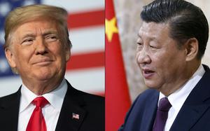 Side-by-side portraits of President Donald Trump, left, and China’s President Xi Jinping, with each leader’s respective national flag in the background.