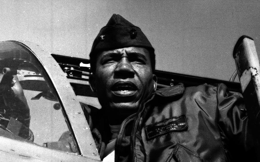 Frank E. Petersen, Jr. served during the Korean War in 1953 and Vietnam in 1968. Petersen, a three-star general, became the first Black aviator, first Black general and first Black base commander in the Marine Corps.