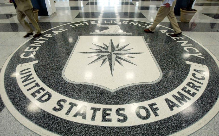 The CIA symbol on the floor of CIA Headquarters, July 9, 2004, at CIA headquarters in Langley, Va. A panel of experts is focused on identifying the cause and potential mechanisms of "Havana syndrome."