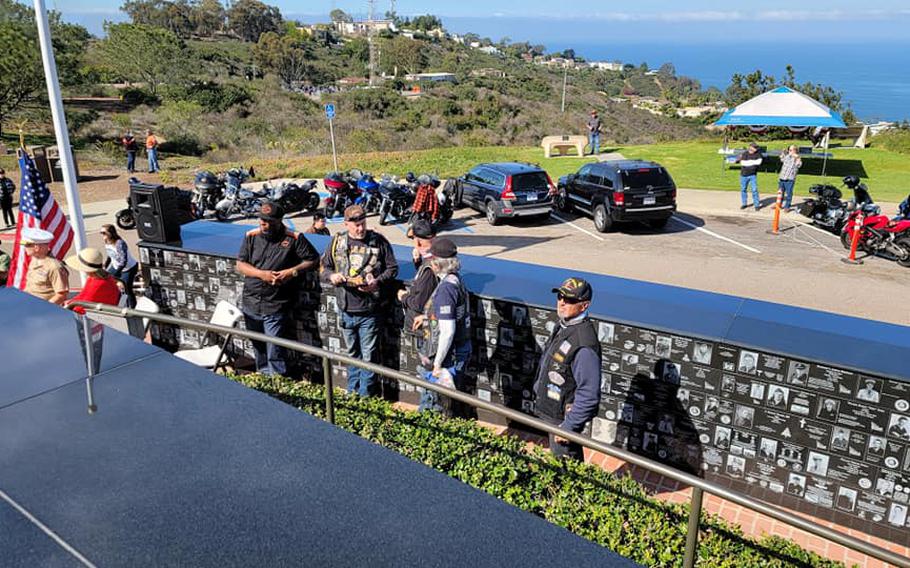The Orange Coast Harley Owners Group at at the Mt. Soledad National Veterans Memorial in La Jolla., Calif., on Oct. 24, 2021.