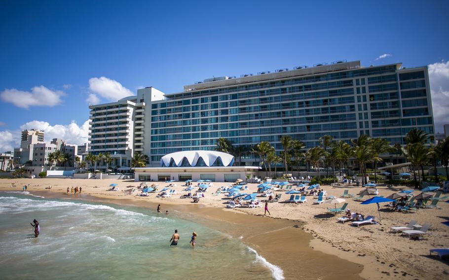 A beach in the Condado neighborhood of San Juan, Puerto Rico, is seen on May 6, 2021. 