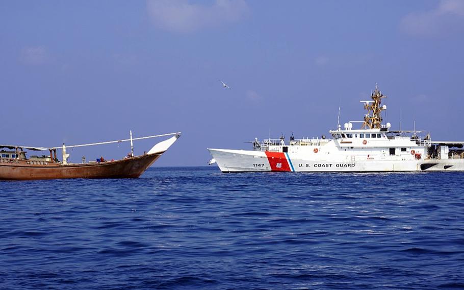 The U.S. Coast Guard fast-response cutter USCGC Clarence Sutphin Jr. seized advanced conventional weapons and other lethal aid originating in Iran and bound to Houthi-controlled Yemen from a vessel in the Arabian Sea, Jan. 28, 2024.