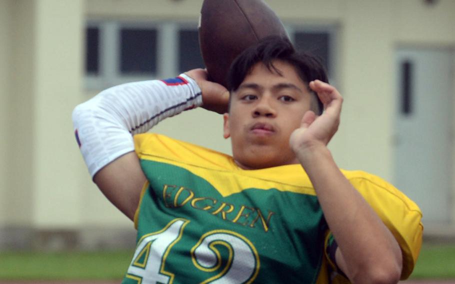 Senior Douglass Tackney is one of three Robert D. Edgren players who may start at quarterback.